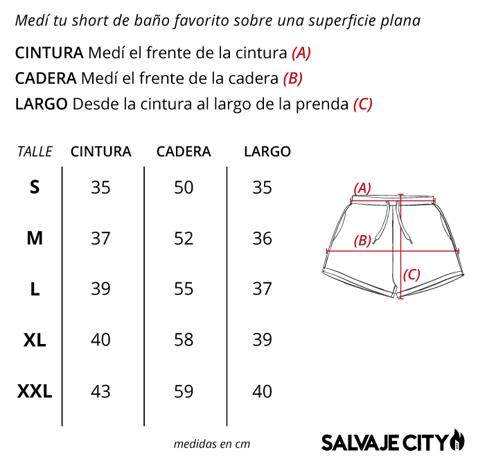 Tabla de talles short